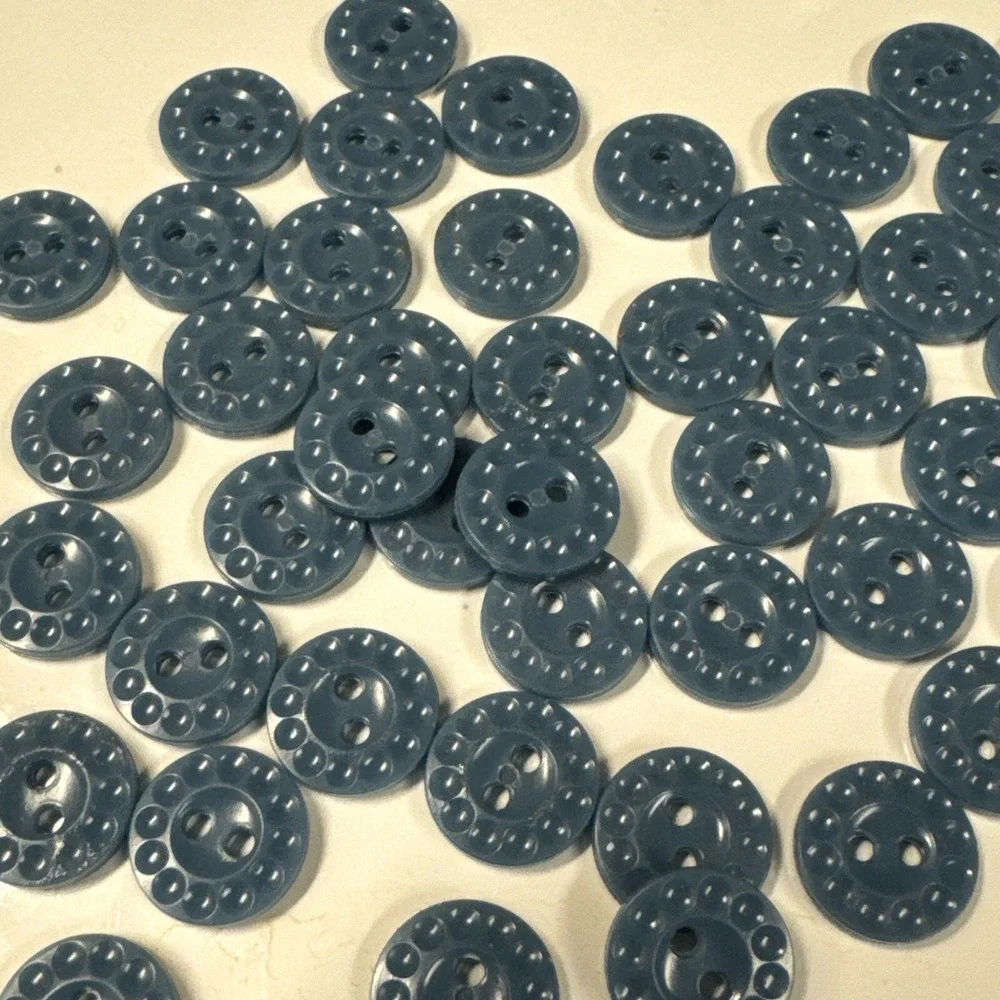 50 Shiny Dusty Blue Plastic Sew-through Buttons Almost 5/8